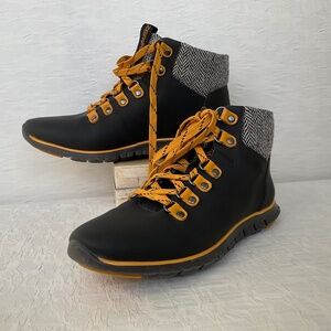 Cole Haan Women's Zerogrand Leather Hiker Black Ankle Waterproof Sz 6.5B
